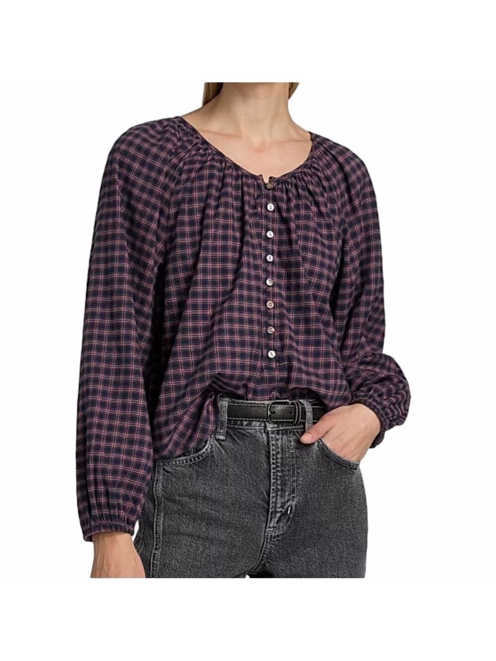 Rails Indi Tonal Plaid Long-Sleeve Top Small NWT